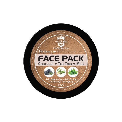 DE-TAN 3 IN 1 FACE PACK | CHARCOAL POWDER | TEA TREE OIL | MINT | FOR ALL SKIN TYPE (50GM) The Menshine
